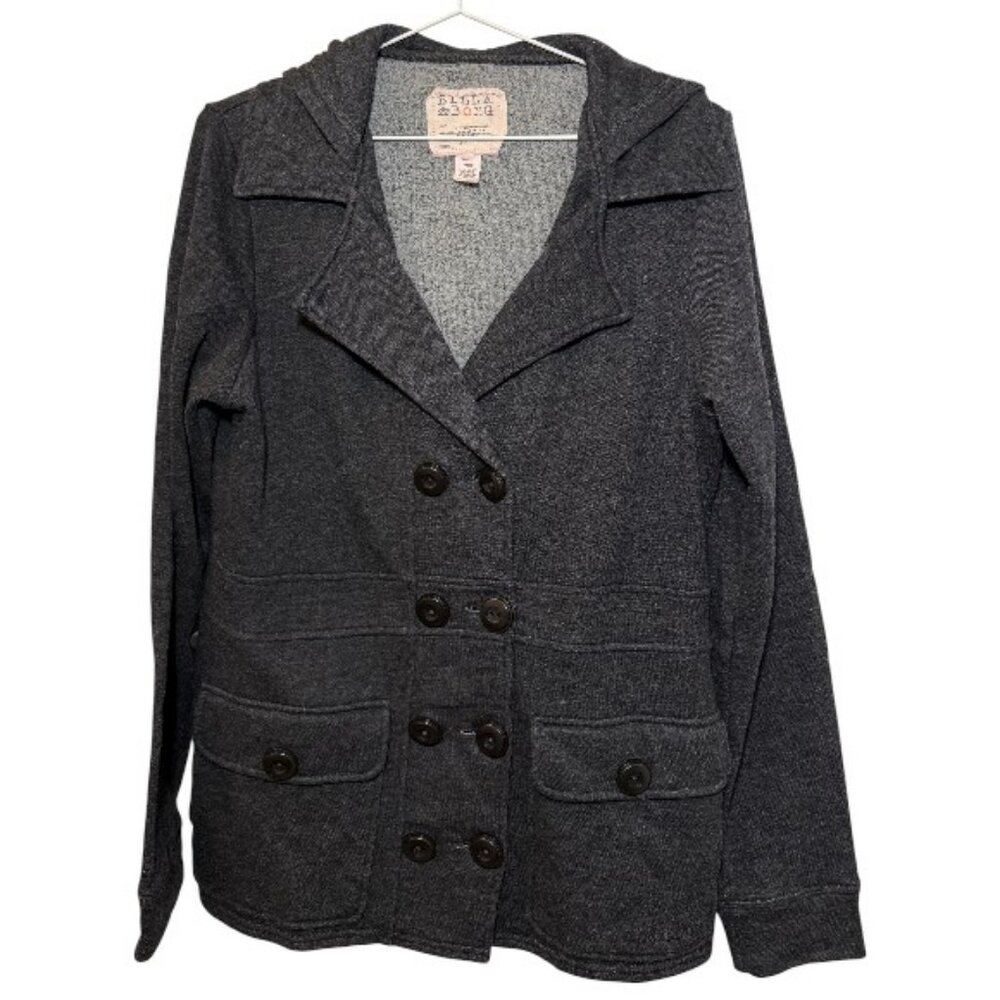 Billabong hooded double breasted pea coat grey women's size XL